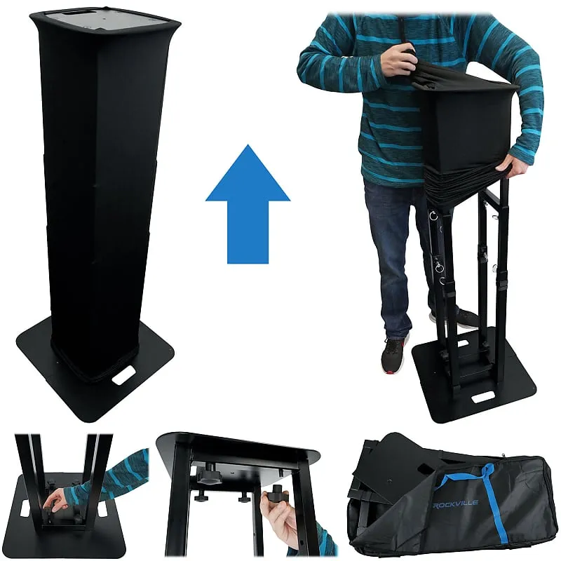 2) Rockville RTP-GO Black Portable Folding DJ Totem Light Stands   Bags   Scrims (2) RTP-GO BLACK