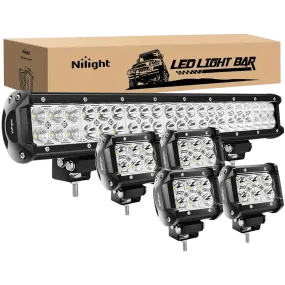 20 Inch 126W Double Row Spot Flood Led Light Bar Kit | 4Pcs 4 Inch 18W Spot Light Pods