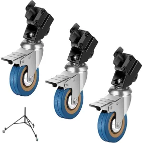 3 Pack Castor Wheels 22mm Diameter For Photography Light Stands (Black)