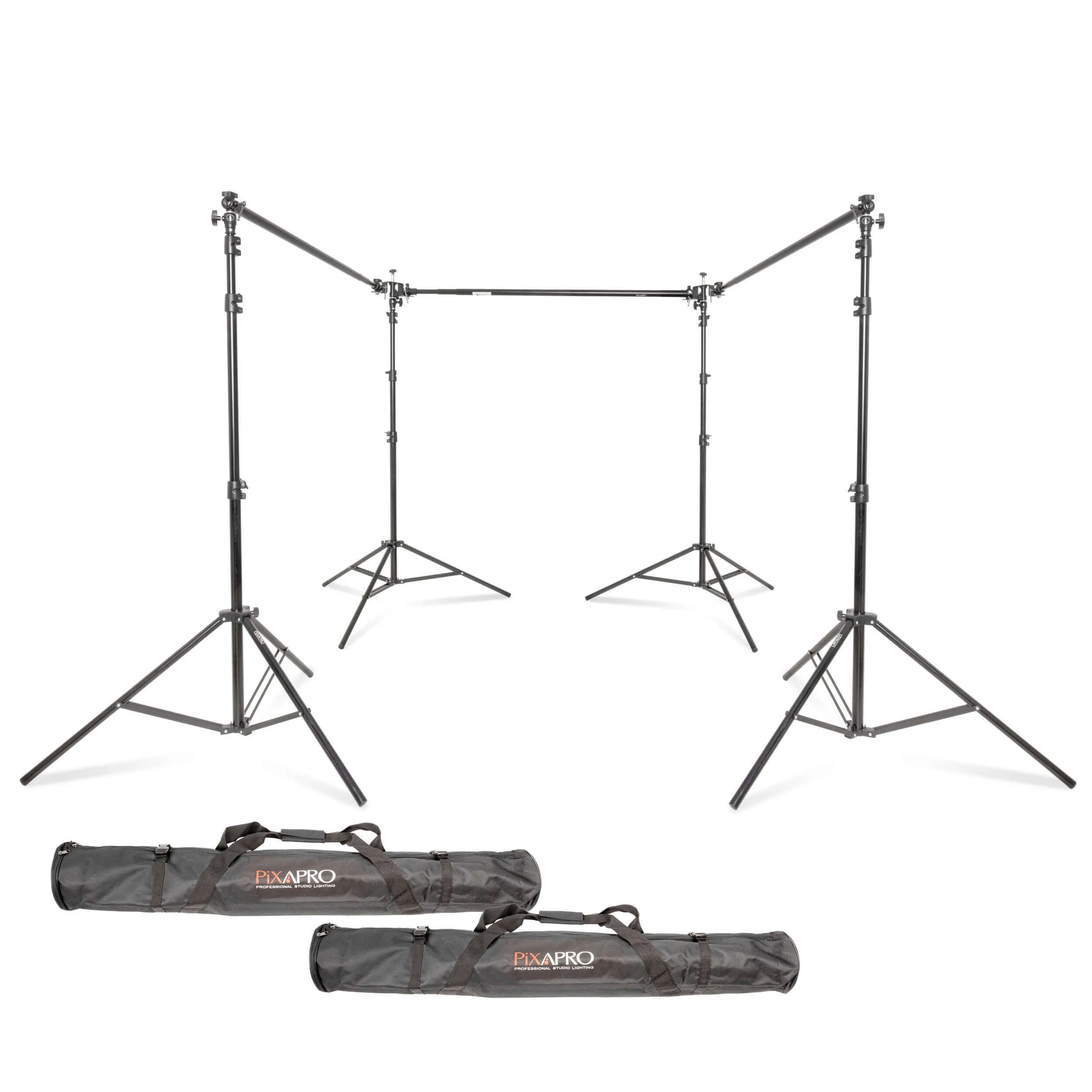 3x6m Black Backdrop & Triple Crossbar Adjustable Drop Stand Kit