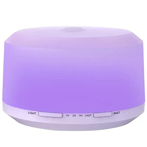 450ML Essential Oil Diffuser with 8 LED Color Changing Lamps, ZOOKKI Aromatherapy Diffuser for Essential Oils with 4 Timer Settings and Waterless Auto Shut-off Feature for Large Room