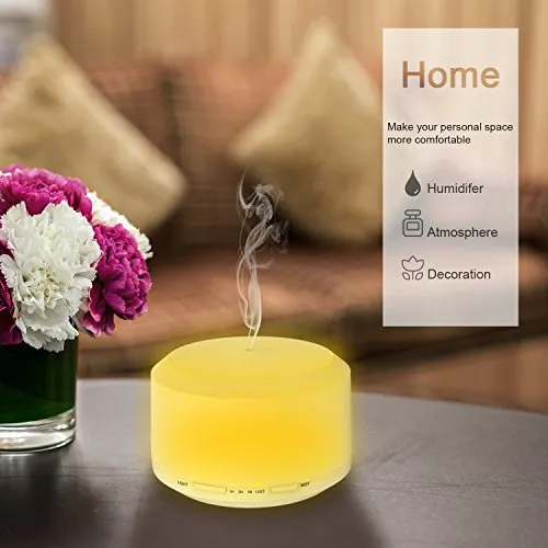 450ML Essential Oil Diffuser with 8 LED Color Changing Lamps, ZOOKKI Aromatherapy Diffuser for Essential Oils with 4 Timer Settings and Waterless Auto Shut-off Feature for Large Room