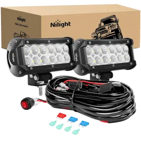 6.5 Inch 36W Double Row Flood LED Light Bar Kit | 10FT Wire 3Pin Switch