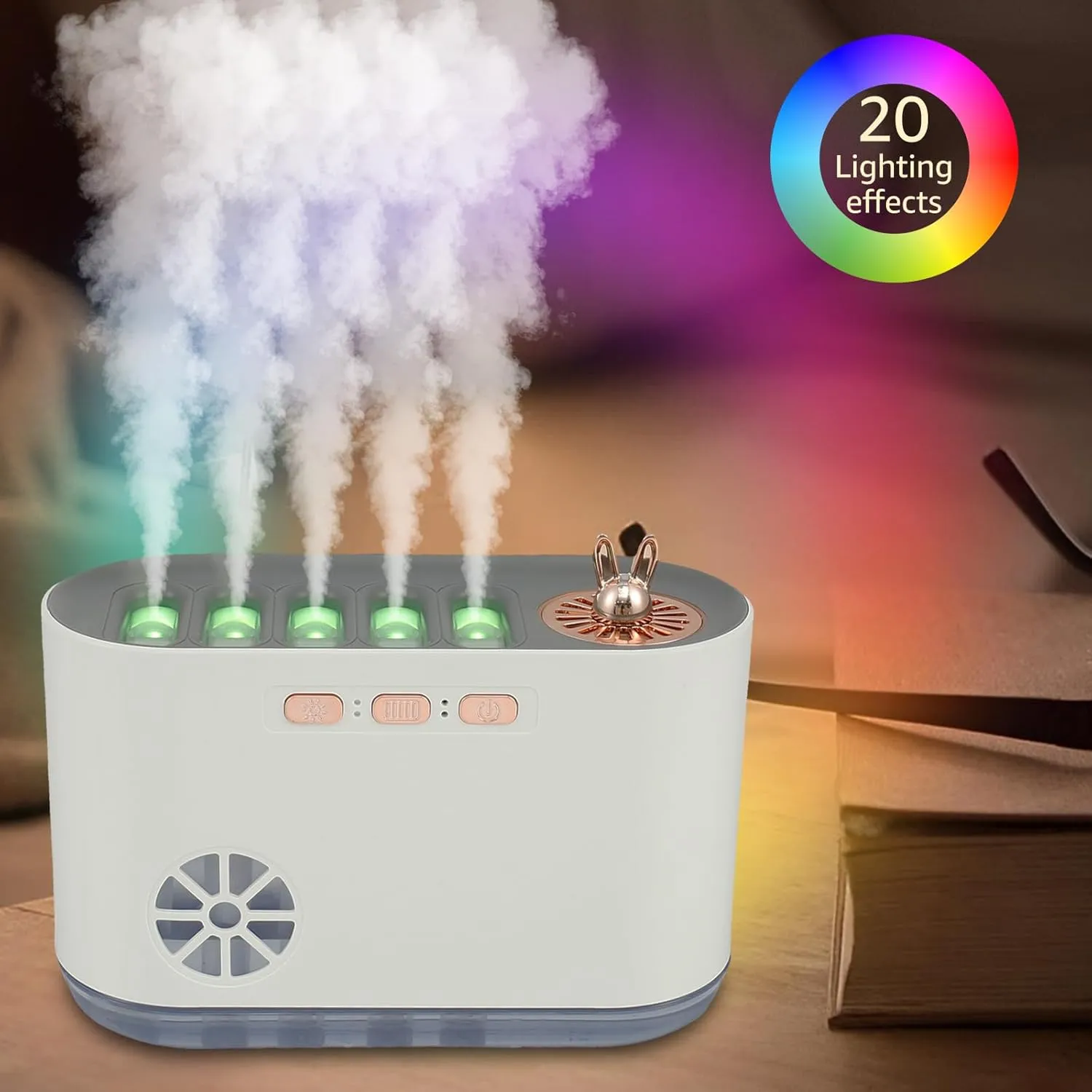 700ml & 20-Color LED Cool Mist Essential Oil Diffuser & Humidifier with 5 Mist Ports – Quiet Ultrasonic Aroma Diffuser with Auto Shut-Off for Home, Office, Bedroom, and Yoga Studio (20 Multi Colors)