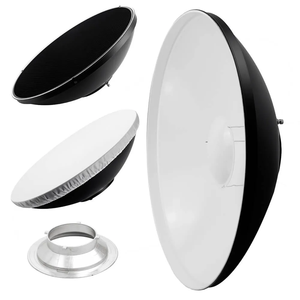 70cm (27.5") White Beauty Dish Light Modifier & Honeycomb Grid