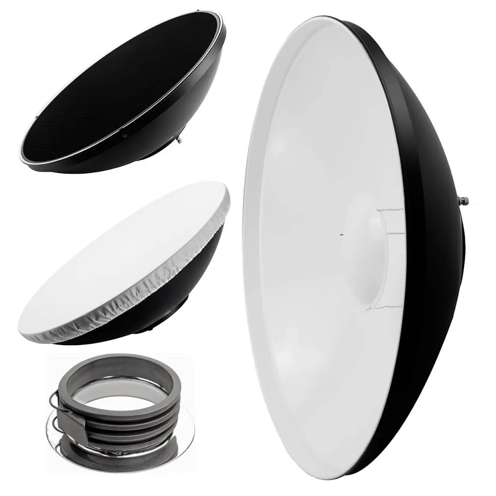70cm (27.5") White Beauty Dish Light Modifier & Honeycomb Grid