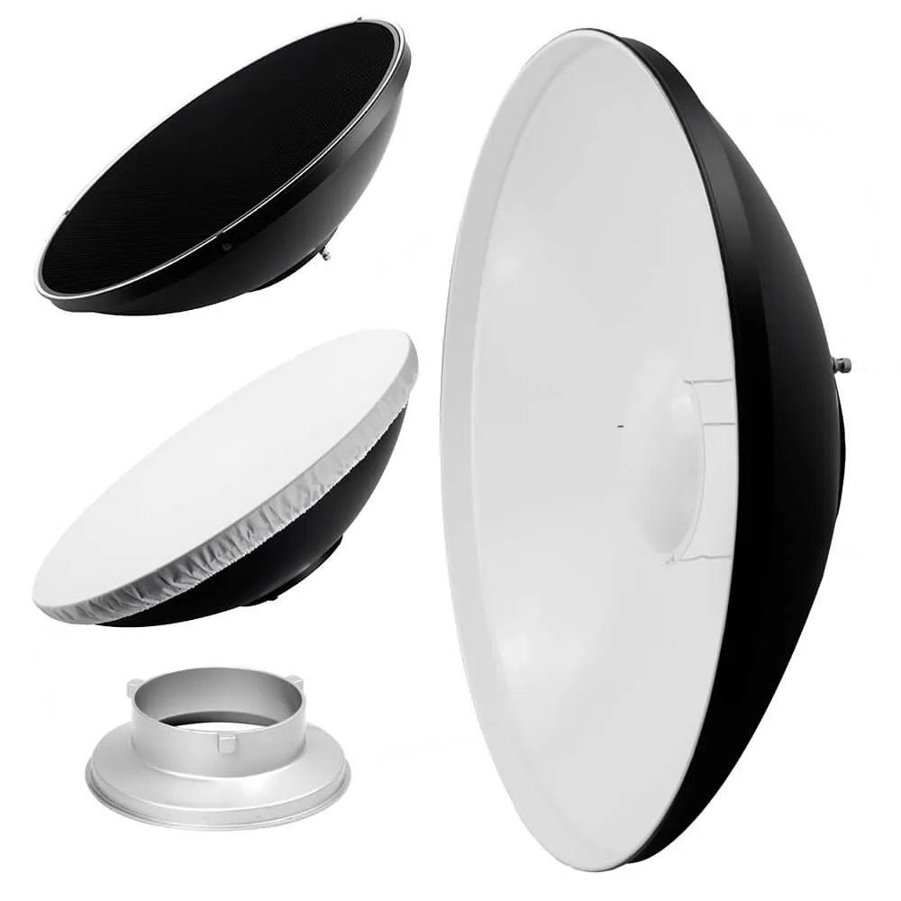 70cm (27.5") White Beauty Dish Light Modifier & Honeycomb Grid