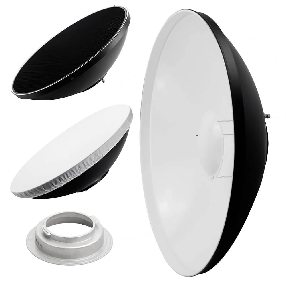 70cm (27.5") White Beauty Dish Light Modifier & Honeycomb Grid