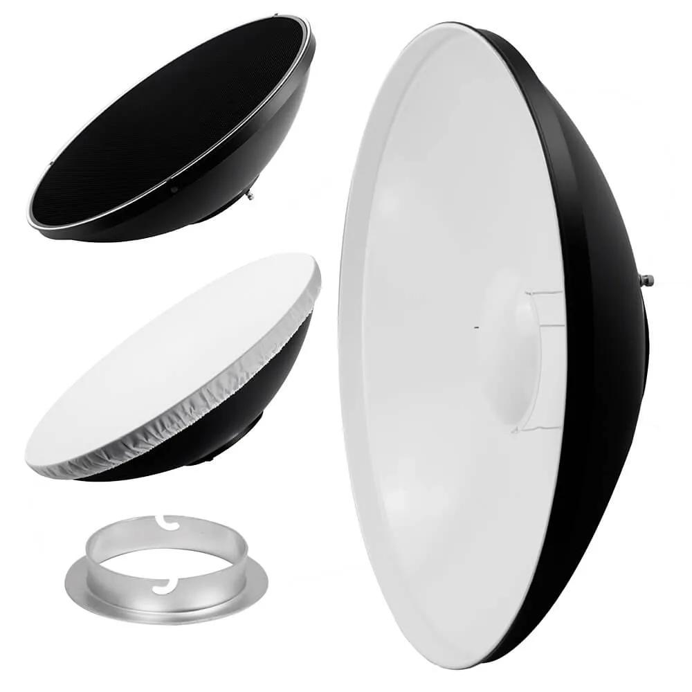70cm (27.5") White Beauty Dish Light Modifier & Honeycomb Grid