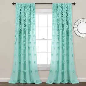 95"x54" Riley Window Curtain Panels Aqua Blue - Lush Décor