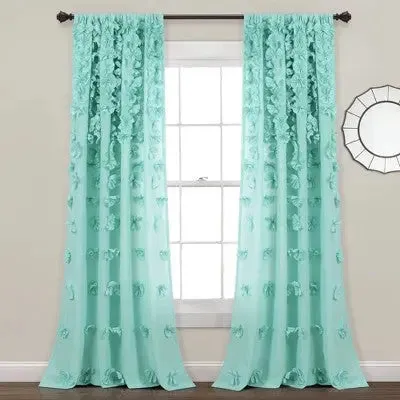 95"x54" Riley Window Curtain Panels Aqua Blue - Lush Décor