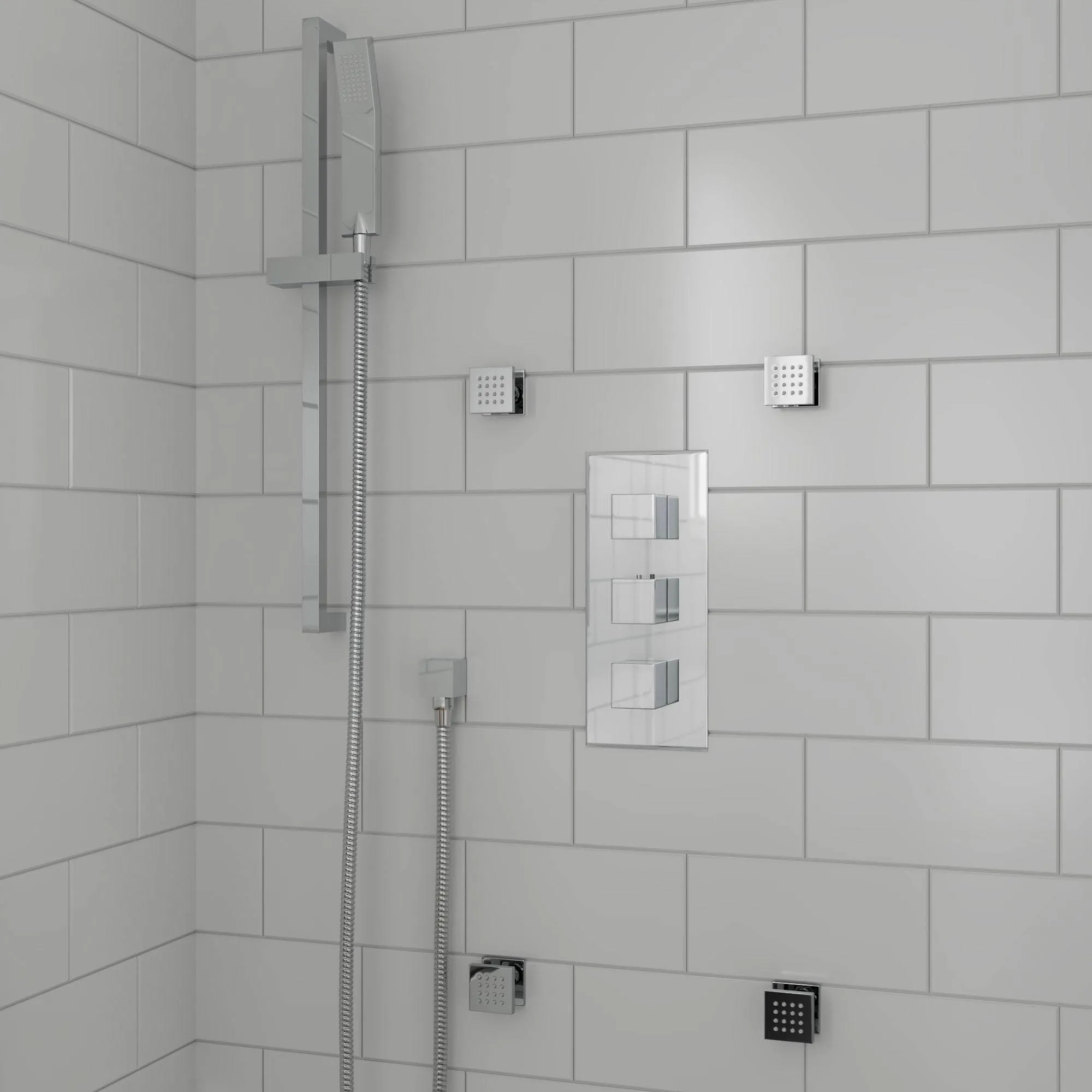 ALFI AB7606-PC Polished Chrome Sliding Rail Hand Held Shower Head Set with Hose