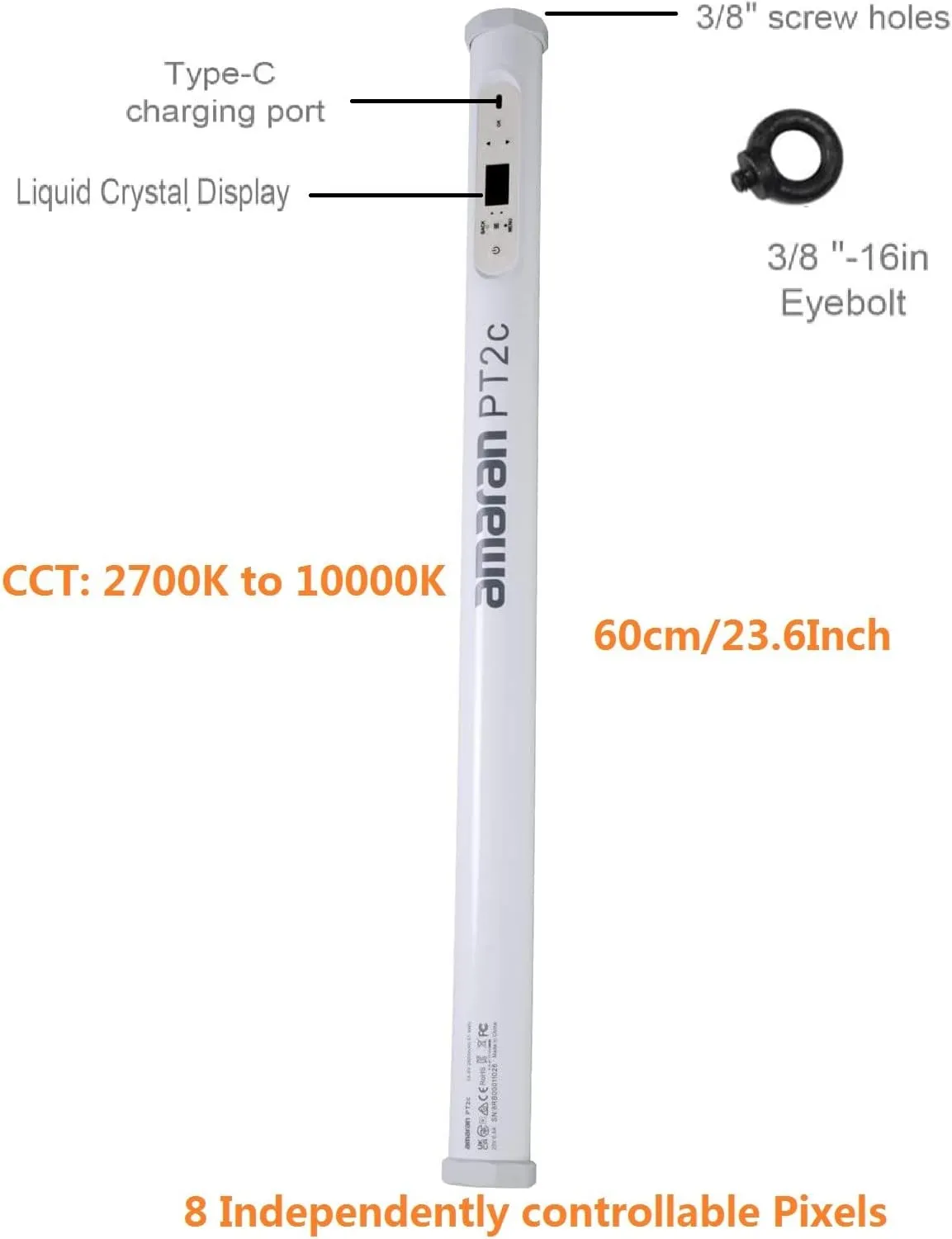 Amaran PT2c RGB LED Pixel Tube Light (2')