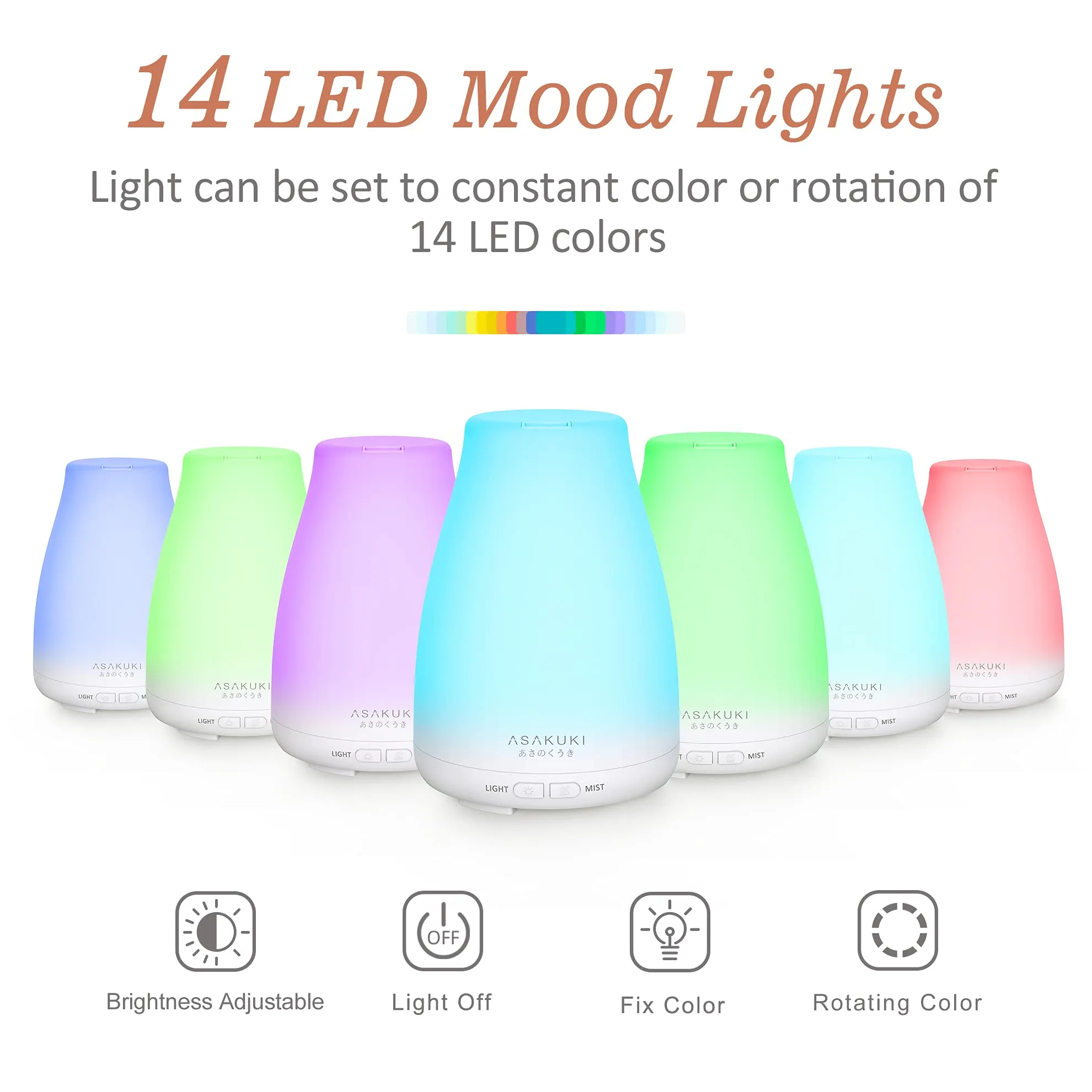 ASAKUKI 100ml Essential Oil Diffuser Ultrasonic Aromatherapy Diffuser Fragrant Oil Vaporizer Humidifier Waterless Auto Shut-Off for Bedroom Office Yoga…