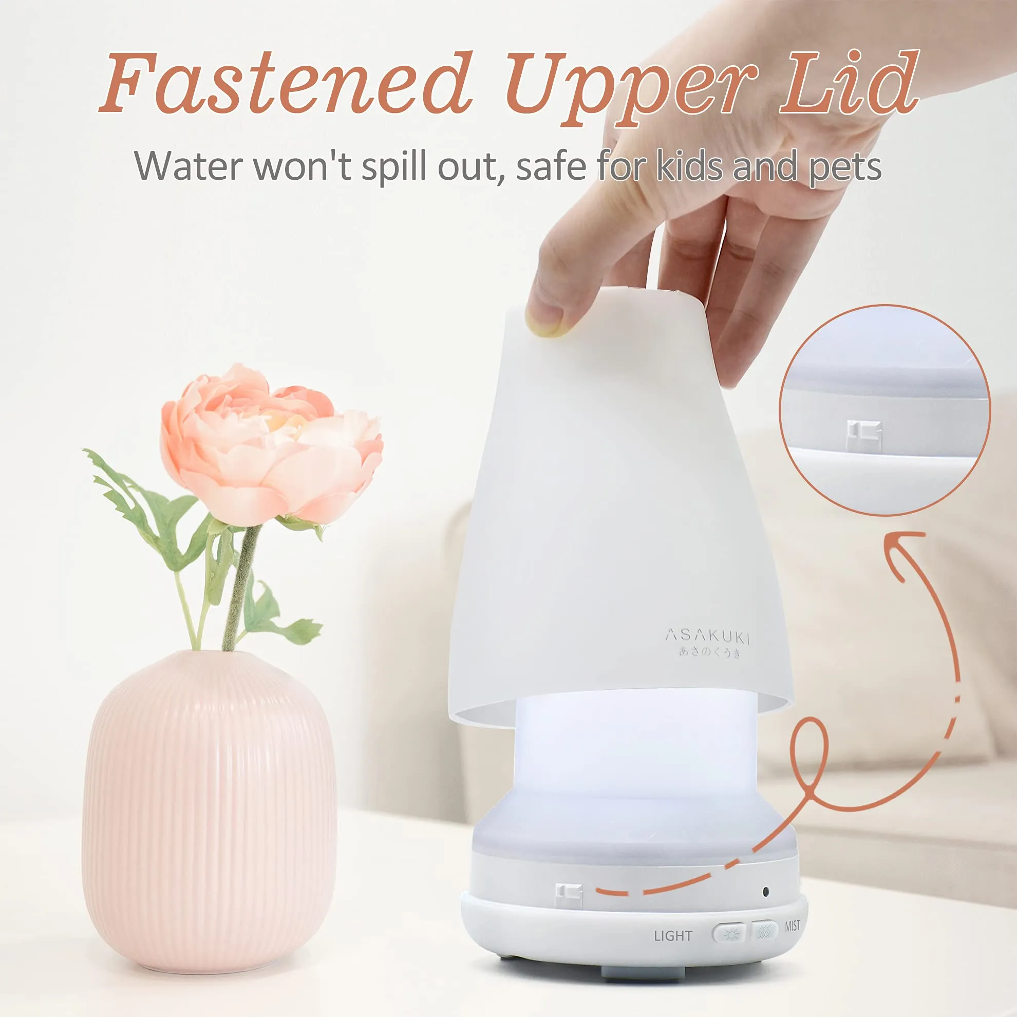 ASAKUKI 100ml Essential Oil Diffuser Ultrasonic Aromatherapy Diffuser Fragrant Oil Vaporizer Humidifier Waterless Auto Shut-Off for Bedroom Office Yoga…