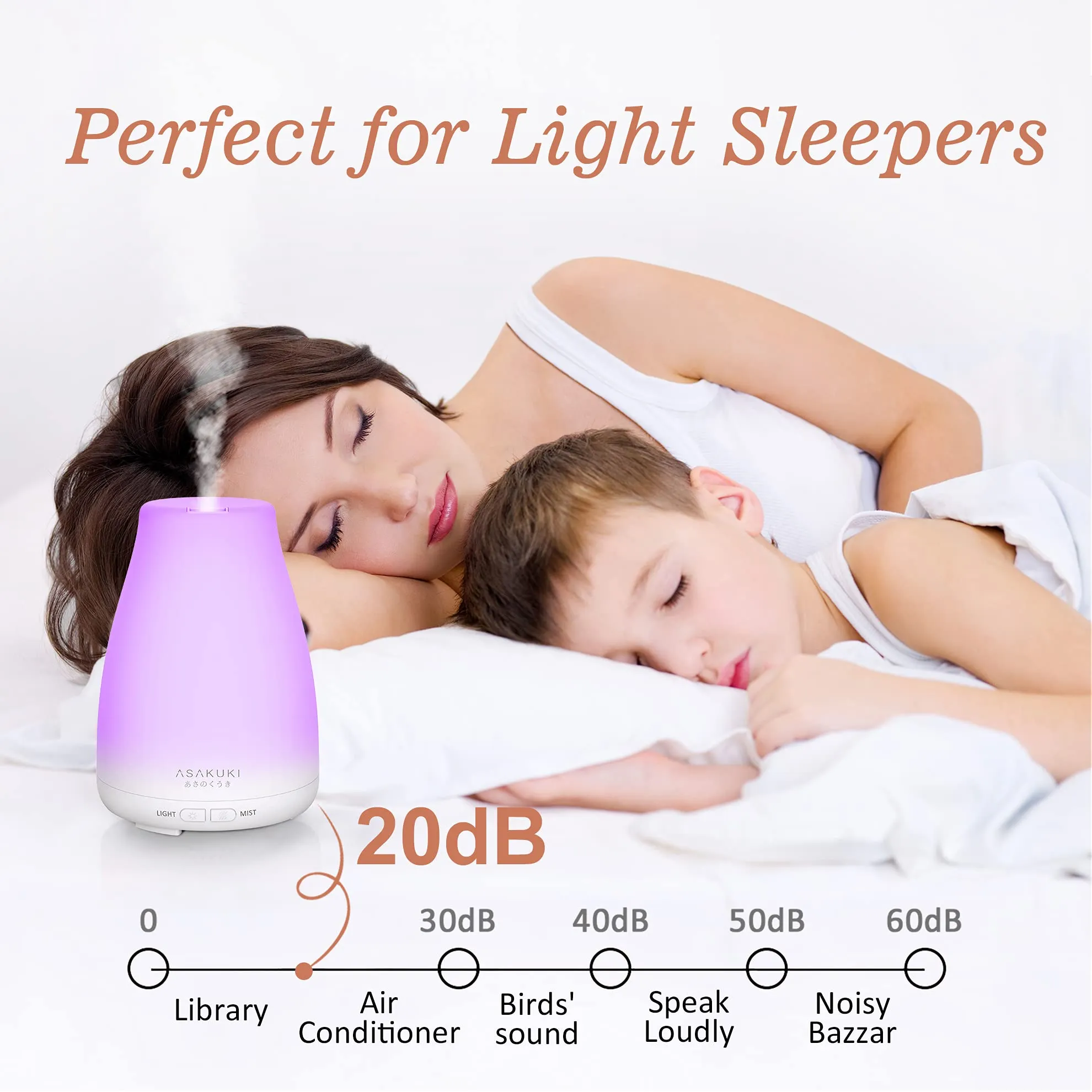 ASAKUKI 100ml Essential Oil Diffuser Ultrasonic Aromatherapy Diffuser Fragrant Oil Vaporizer Humidifier Waterless Auto Shut-Off for Bedroom Office Yoga…