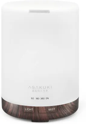 ASAKUKI 300ml Essential Oil Diffuser, Ultrasonic Aromatherapy Scented Diffuser Humidifier for Bedroom,Baby Room,Spa with 7 LED Color Lights and Waterless Auto Shut-Off, BPA-Free (Black Oak Grain) Black Oak Grain