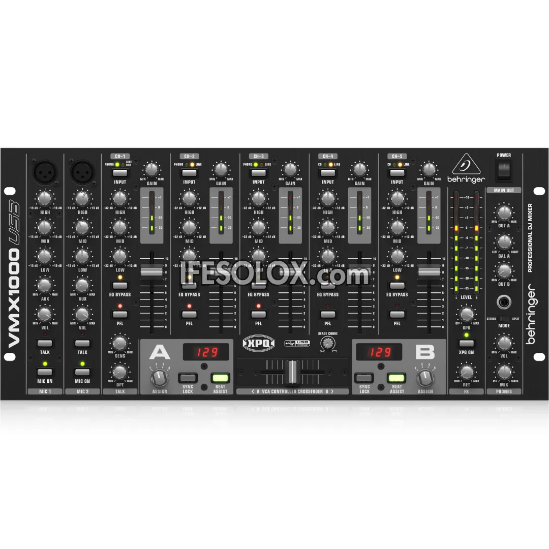 Behringer VMX1000USB Professional 7-Channel DJ Mixer with USB Audio Interface, BPM Counter and VCA Control - Brand New