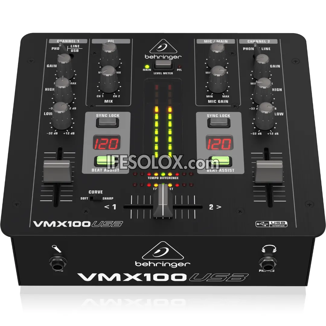 Behringer VMX100USB Professional 2-Channel DJ Mixer with USB Audio Interface, BPM Counter and VCA Control - Brand New