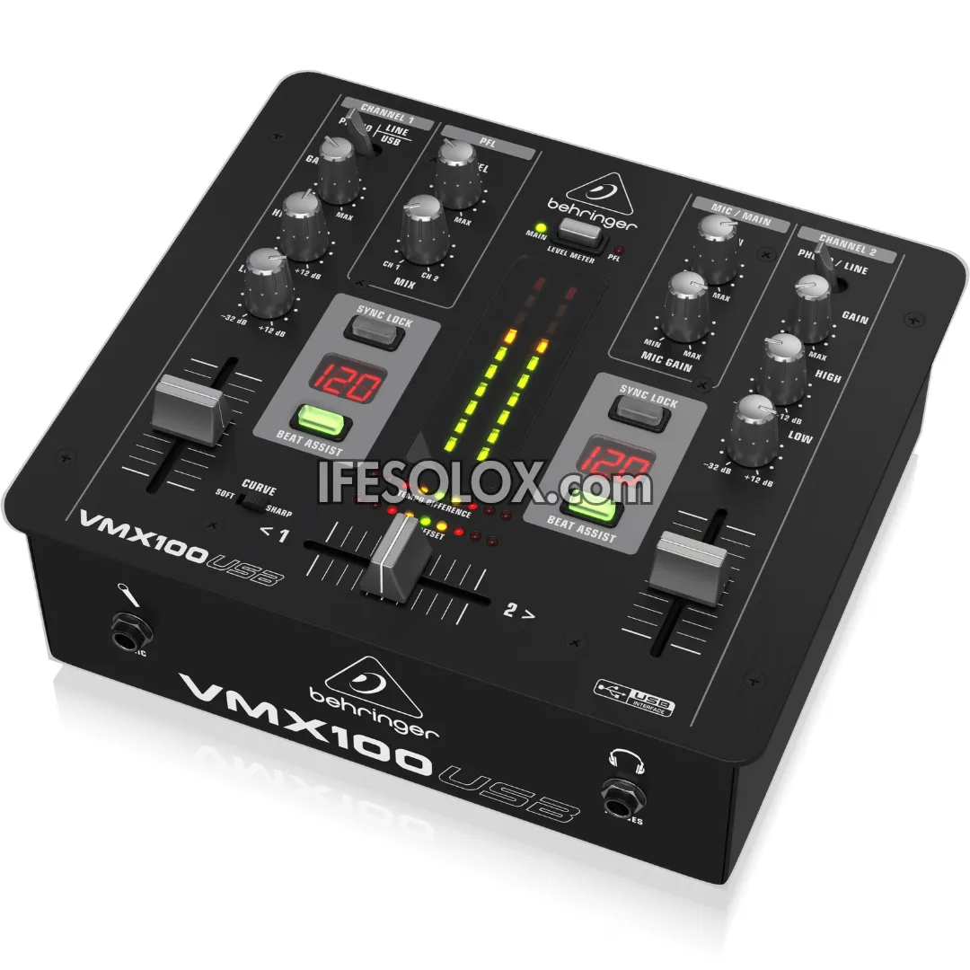 Behringer VMX100USB Professional 2-Channel DJ Mixer with USB Audio Interface, BPM Counter and VCA Control - Brand New