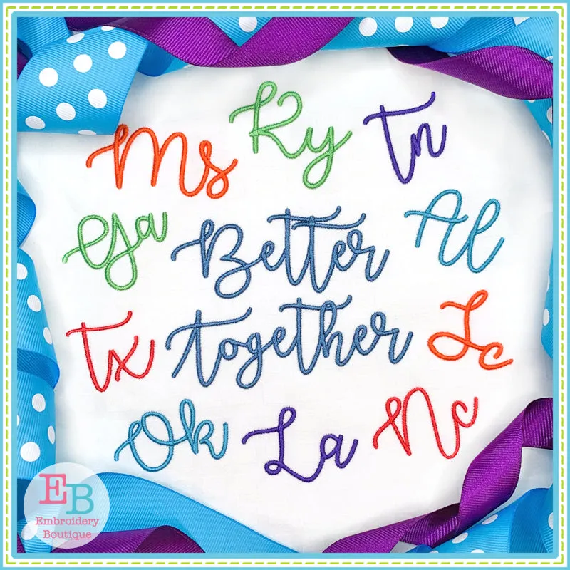 Better Together Embroidery Font