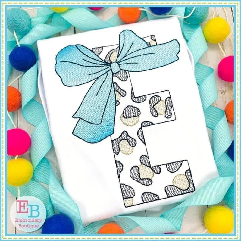 Big Bow Cheetah Sketch Embroidery Font