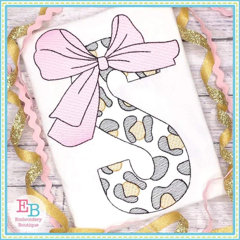 Big Bow Cheetah Sketch Embroidery Font