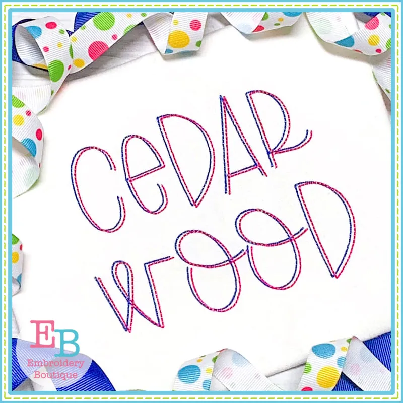 Cedar Wood Bean Stitch Embroidery Font