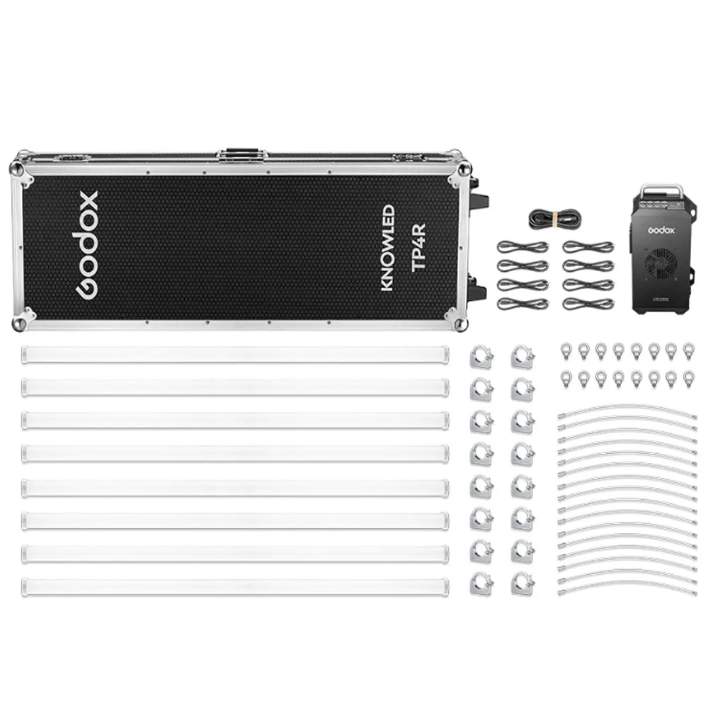 [CLEARANCE] Godox KNOWLED TP4R 8-Light Pixel RGB Studio 122cm Tube Lights Kit Set and TP-P600KIT Power Box, Onboard, DMX, CRMX, RDM, Bluetooth, Wireless App Controls and 17 Special Effect Presets for Studio Light Production and Photography