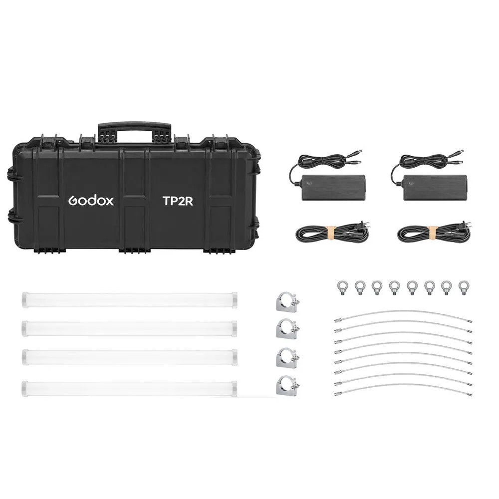 [CLEARANCE] Godox KNOWLED TP4R 8-Light Pixel RGB Studio 122cm Tube Lights Kit Set and TP-P600KIT Power Box, Onboard, DMX, CRMX, RDM, Bluetooth, Wireless App Controls and 17 Special Effect Presets for Studio Light Production and Photography