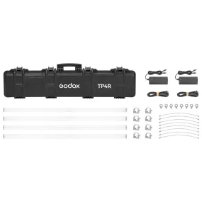 [CLEARANCE] Godox KNOWLED TP4R 8-Light Pixel RGB Studio 122cm Tube Lights Kit Set and TP-P600KIT Power Box, Onboard, DMX, CRMX, RDM, Bluetooth, Wireless App Controls and 17 Special Effect Presets for Studio Light Production and Photography