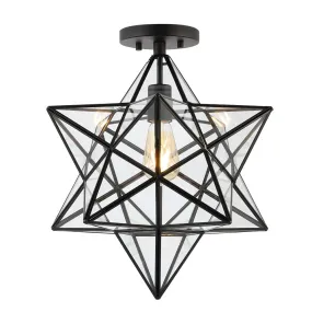 Cuthbert 14.5" Farmhouse Bohemian Iron/Glass LED Semi Flush Mount