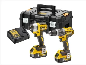 DeWalt 18V 5.0Ah XR Li-Ion Brushless DCD796 Combi Drill (70Nm) and DCF887 Impact Driver (205Nm) Kit