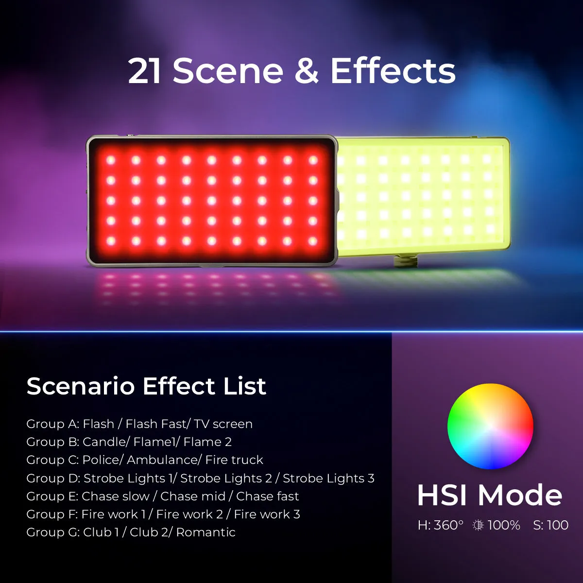 Digitek LED-D132ML RGB Portable LED Video Light with 21 Preset Effects & 4000mAh Battery 1200 lx Camera LED Light
