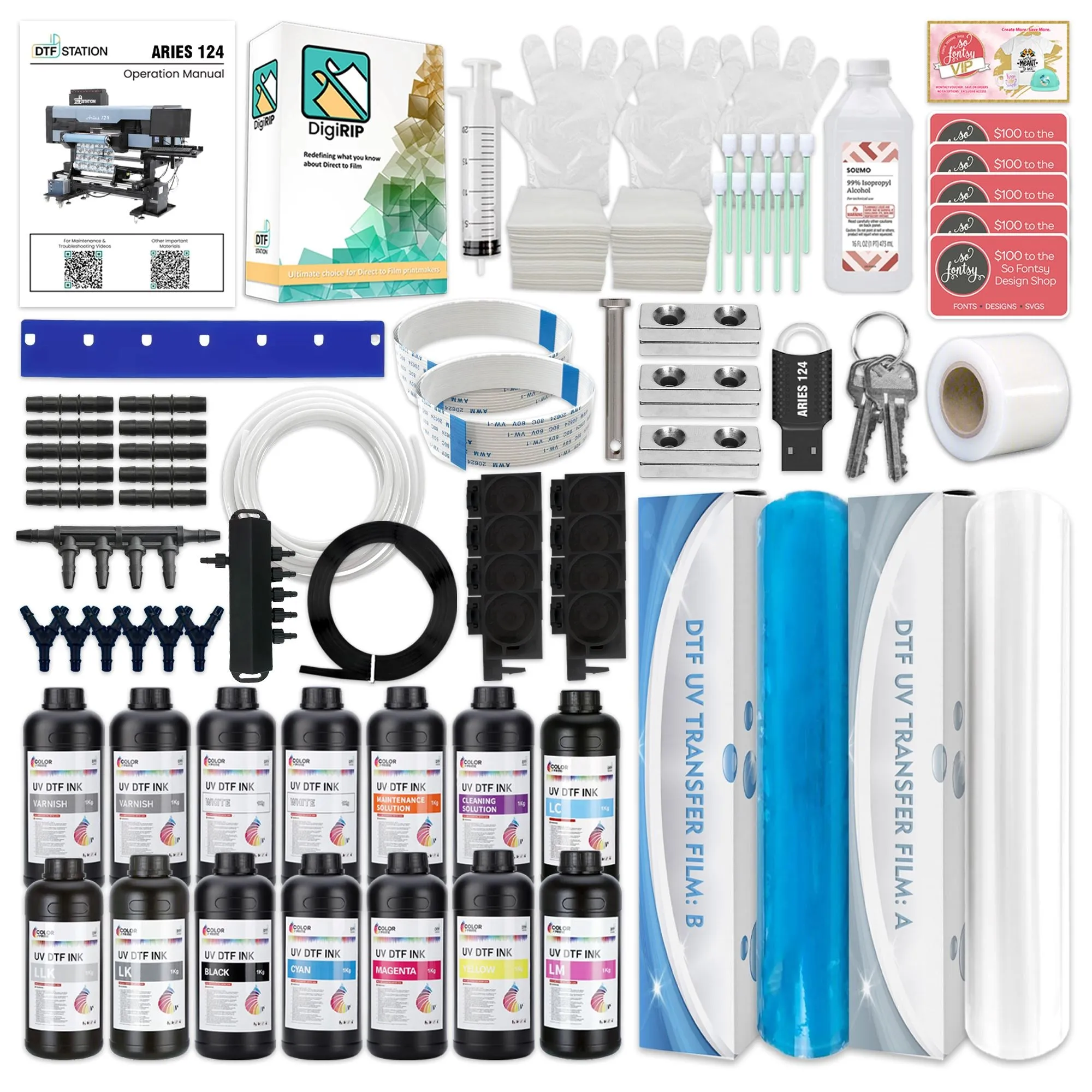 DTF Station Aries 124 UV Direct To Film Printer 24in w/ Inks, Supplies & Training