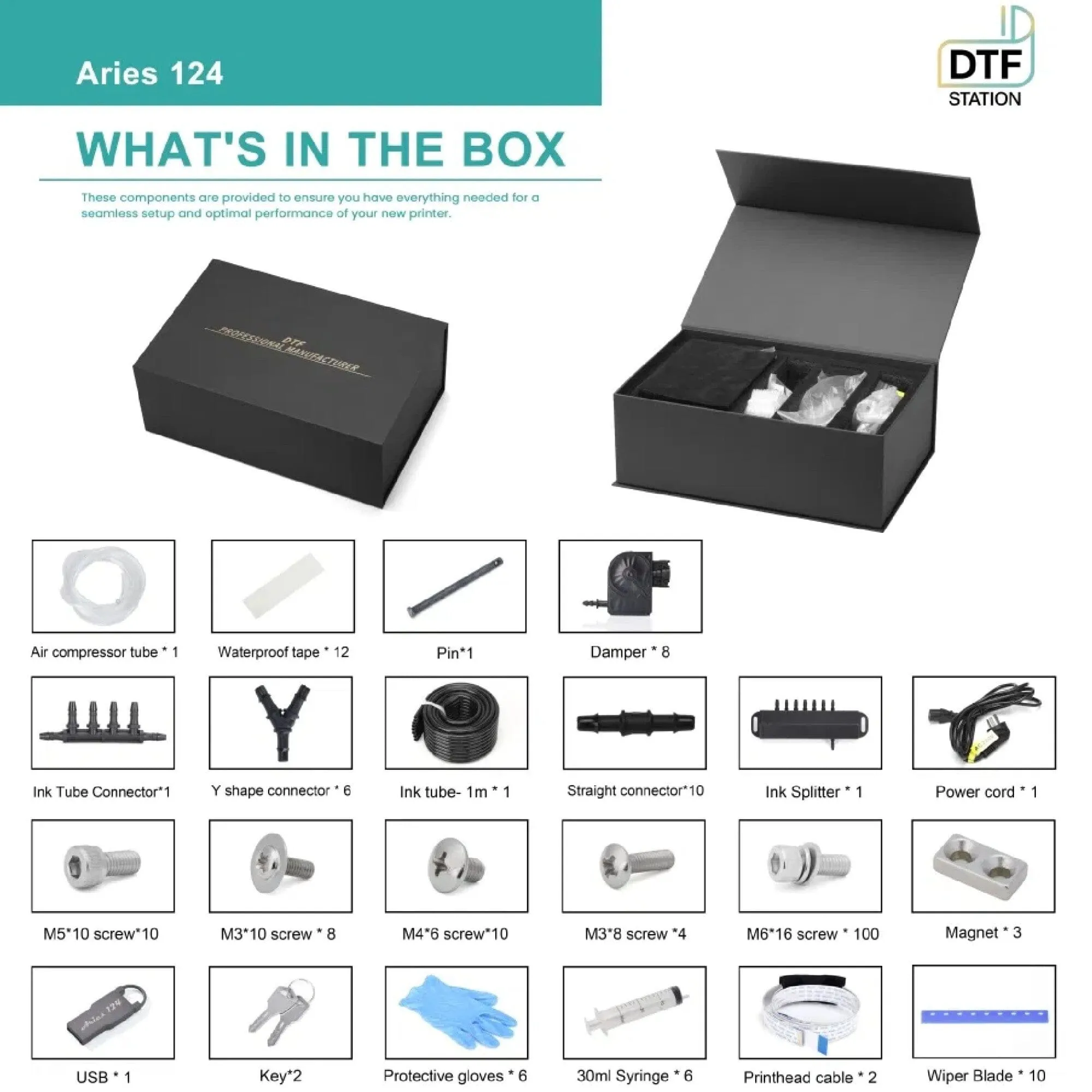 DTF Station Aries 124 UV Direct To Film Printer 24in w/ Inks, Supplies & Training