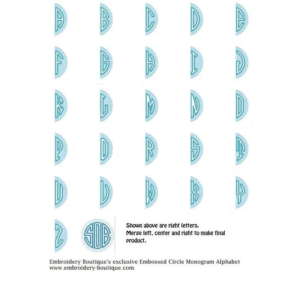 Embossed Circle Monogram Embroidery Font