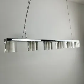ET2 Lighting Hanging Light, Chandelier, Chrome, Six Light, Glass Square Shades