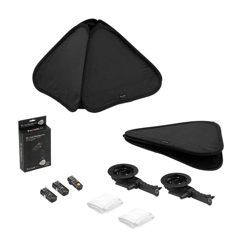 Fotodiox Pro Foldable Softbox Kit with Handled Flash / Speedlight Bracket, Remote Radio Trigger for both Speedlights and Bowens Mount Light Modifiers