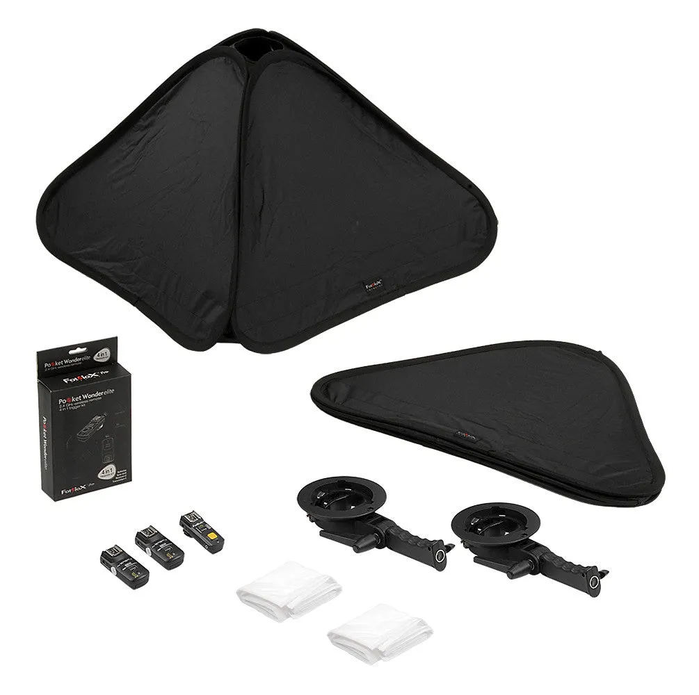 Fotodiox Pro Foldable Softbox Kit with Handled Flash / Speedlight Bracket, Remote Radio Trigger for both Speedlights and Bowens Mount Light Modifiers