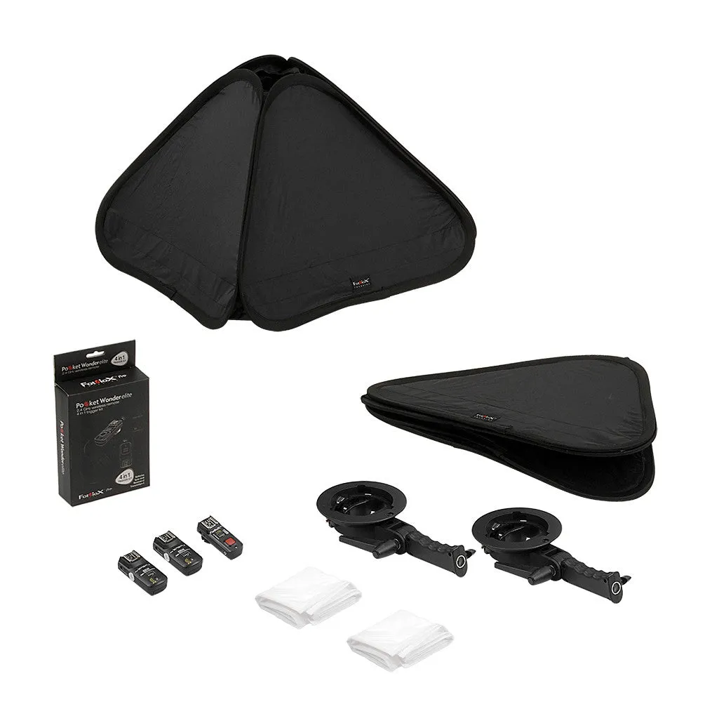Fotodiox Pro Foldable Softbox Kit with Handled Flash / Speedlight Bracket, Remote Radio Trigger for both Speedlights and Bowens Mount Light Modifiers
