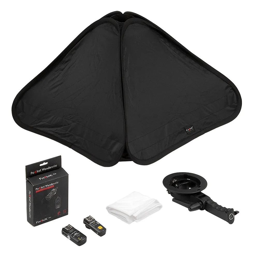 Fotodiox Pro Foldable Softbox Kit with Handled Flash / Speedlight Bracket, Remote Radio Trigger for both Speedlights and Bowens Mount Light Modifiers