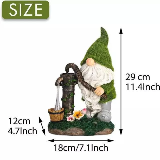 Garden Gnome Statue - Garden Dwarfs Statue Resin Gnome Figurine Outdoor Gnome With Water Pumping Solar Lights for Outdoor Home Yard Decor