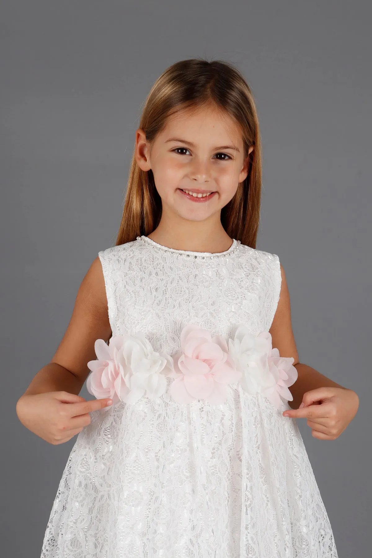 Girls' Tailed Lace Dress AK2208