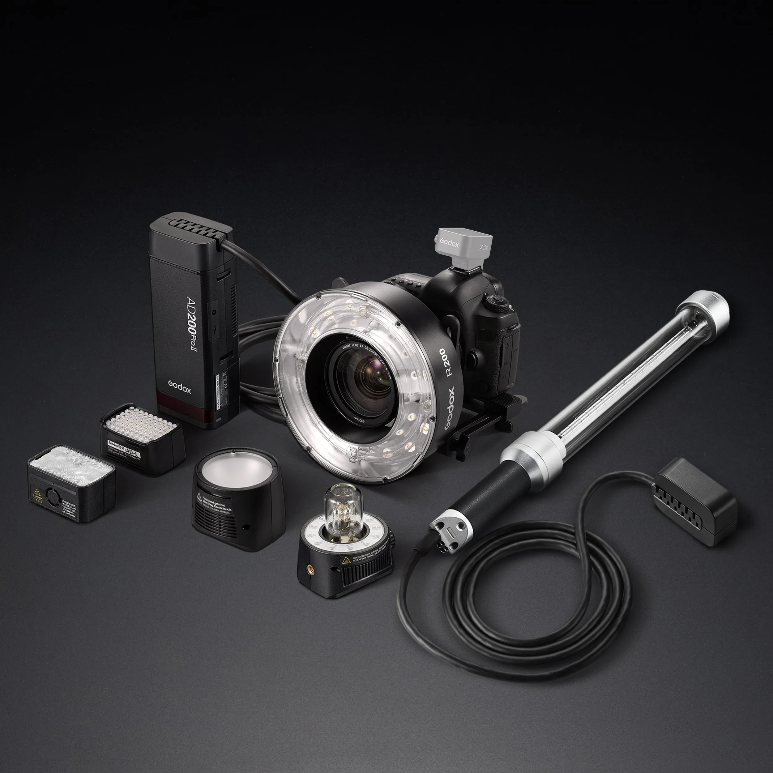 Godox AD200PROII Battery Flash Light Accessories Bundle