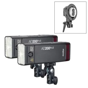Godox AD200PROII Battery Flash Twin Bundle With AD-B2 Dual S-Type Bracket