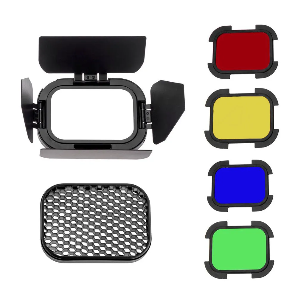 Godox AD200PROII Battery Flash with BD-07 Barndoor & Gels Set