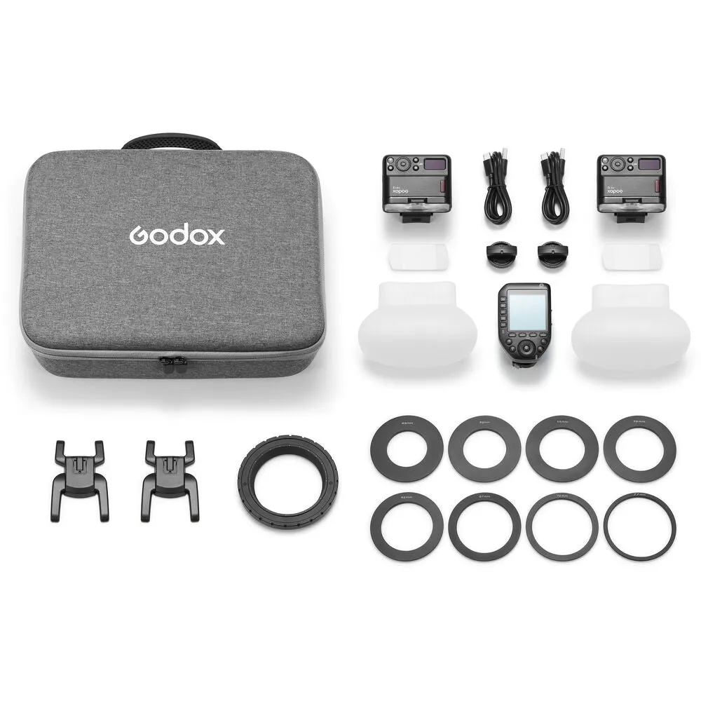 Godox Dental Macro Flash Kit for Sony Cameras (TTL Autoflash) with 2.4Ghz Wireless, 30m Max Range, 16' Guide Number, TTL and Manual Flash Modes, 1700mAh Rechargeable Battery and USB Type-C Interface for Photography | MF12-DK1 MF12-DK3