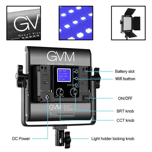 GVM 800D-RGB LED Studio 2 Video Light Kit