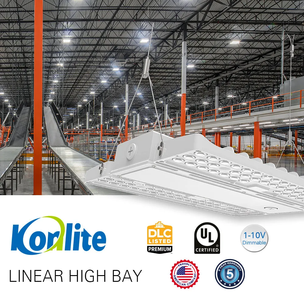 Konlite LED Linear High Bay Light - PAVO Series - 130W-210W - Wattage Selectable - Up to 31,290lm - 120-277V - 5000K - 400W-600W Equal - Pack of 2